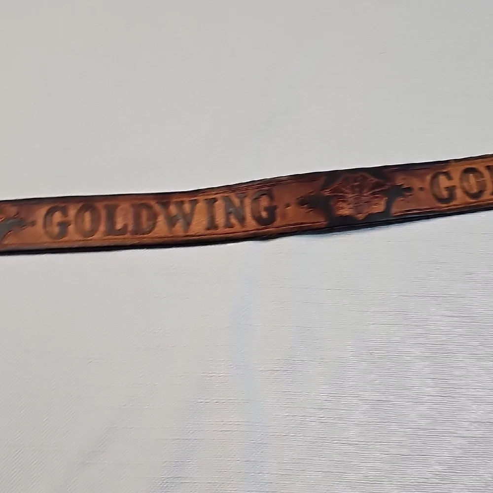 Vintage Honda Gold Wing Hand Tooled Leather Belt Alumaline BB-317 Eagle Buckle
